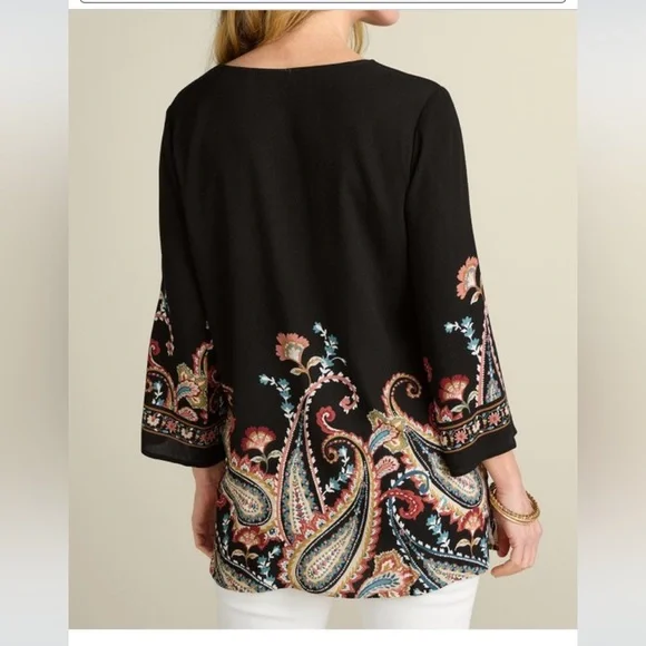 Soft Surroundings Elma 3/4 Sleeve Floral Paisley Top Size XL Bohemian Casual - Picture 6 of 13